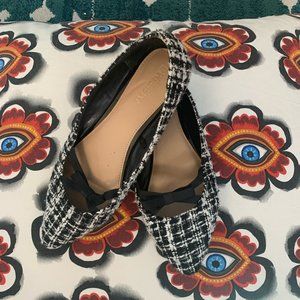 Lane Bryant, 10 Wide, Black & White tweet pointed flat shoes